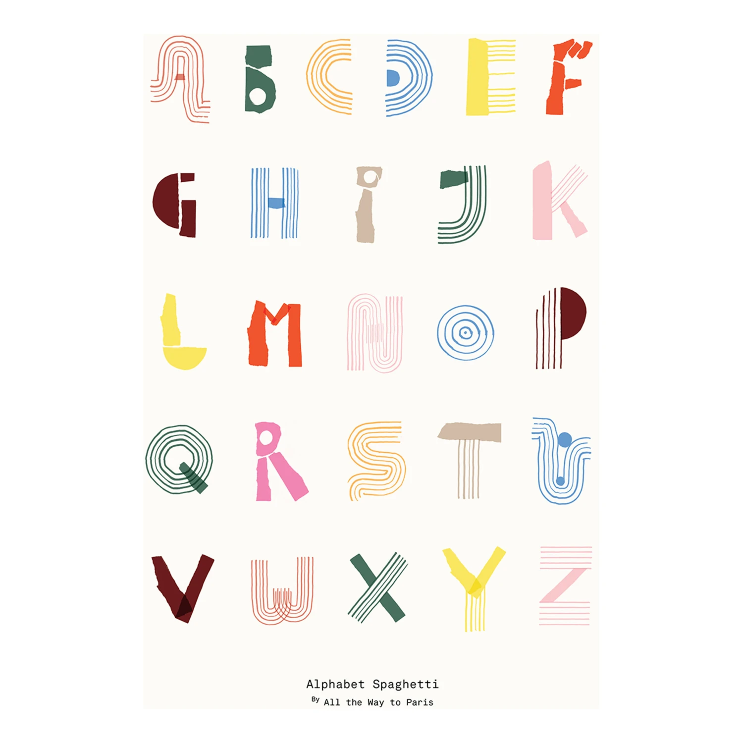 Alphabet Spaghetti ENG Multi-colour Poster